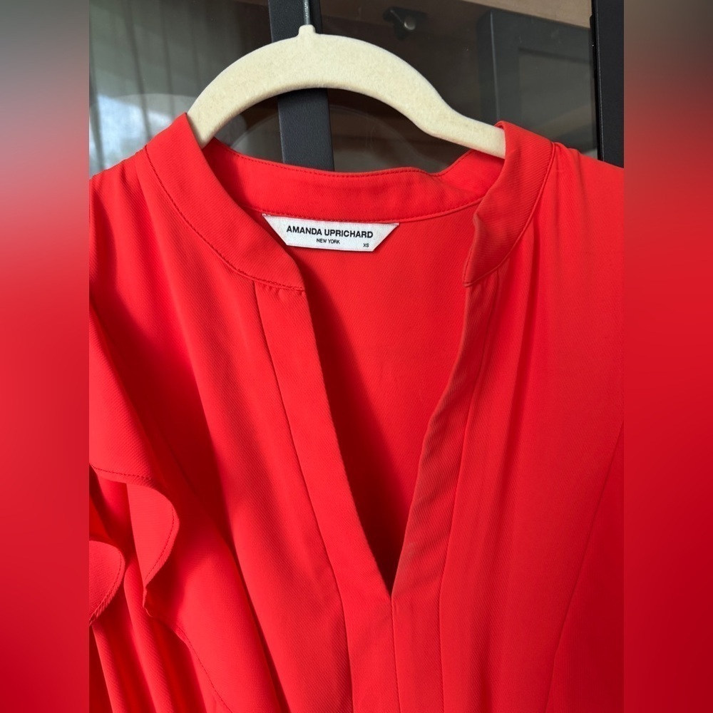 Amanda Uprichard Barreta dress serrano smock splice short sleeve ruffle tiered - Picture 4 of 11